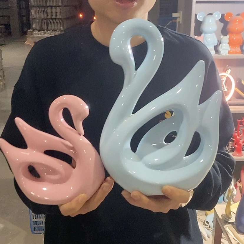 【闪购商品】陶瓷摆件马卡龙情侣天鹅