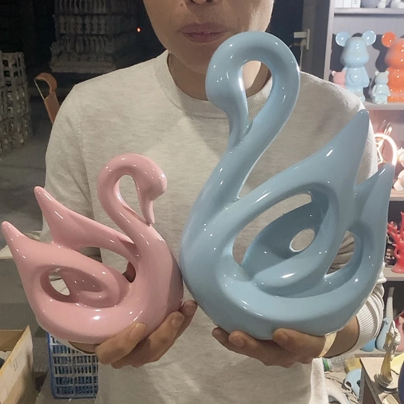 【闪购商品】陶瓷摆件马卡龙情侣天鹅