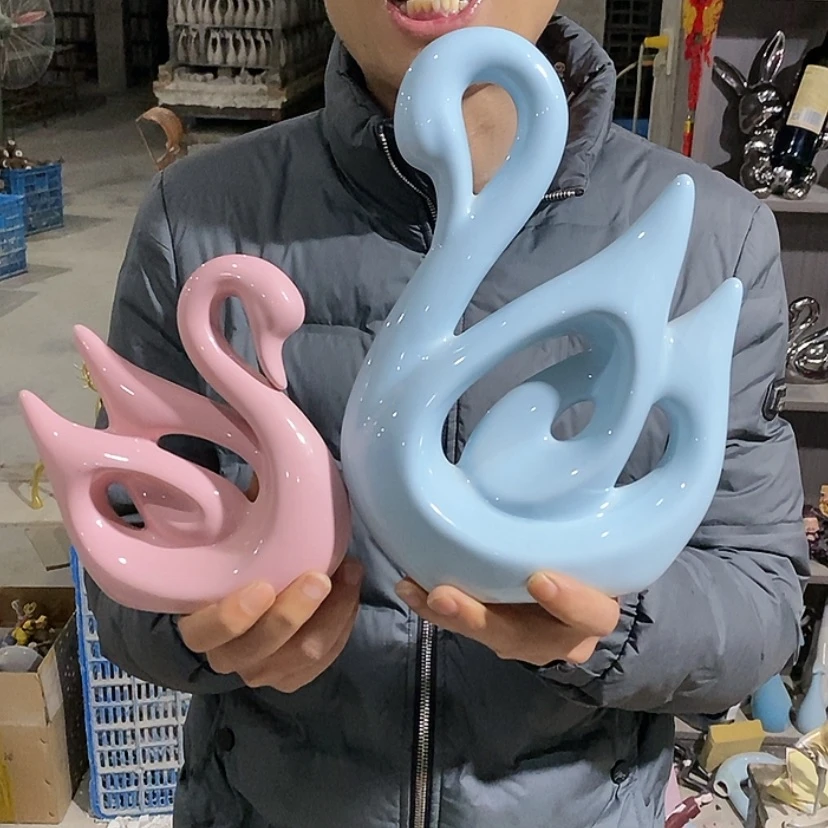 【闪购商品】陶瓷摆件马卡龙情侣天鹅