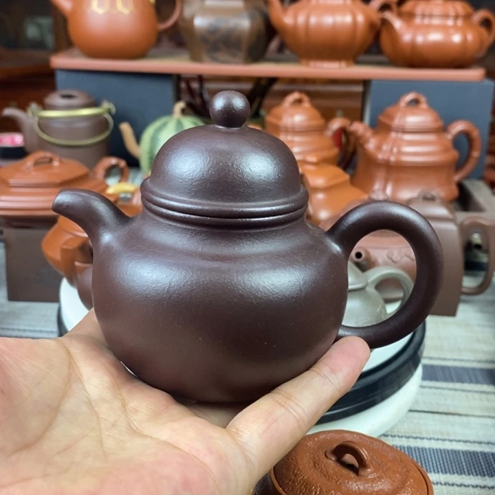 紫砂茶壶大亨掇球250cc原矿老紫泥