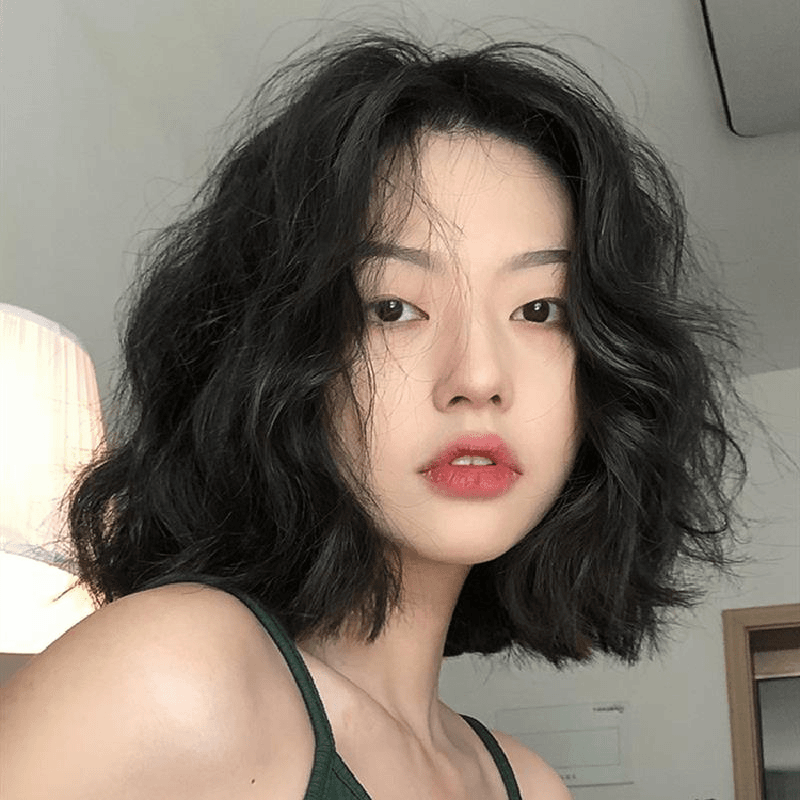 束朵悦享假发女短发羊毛卷自然蓬松全头套式日常减龄港风慵懒短卷