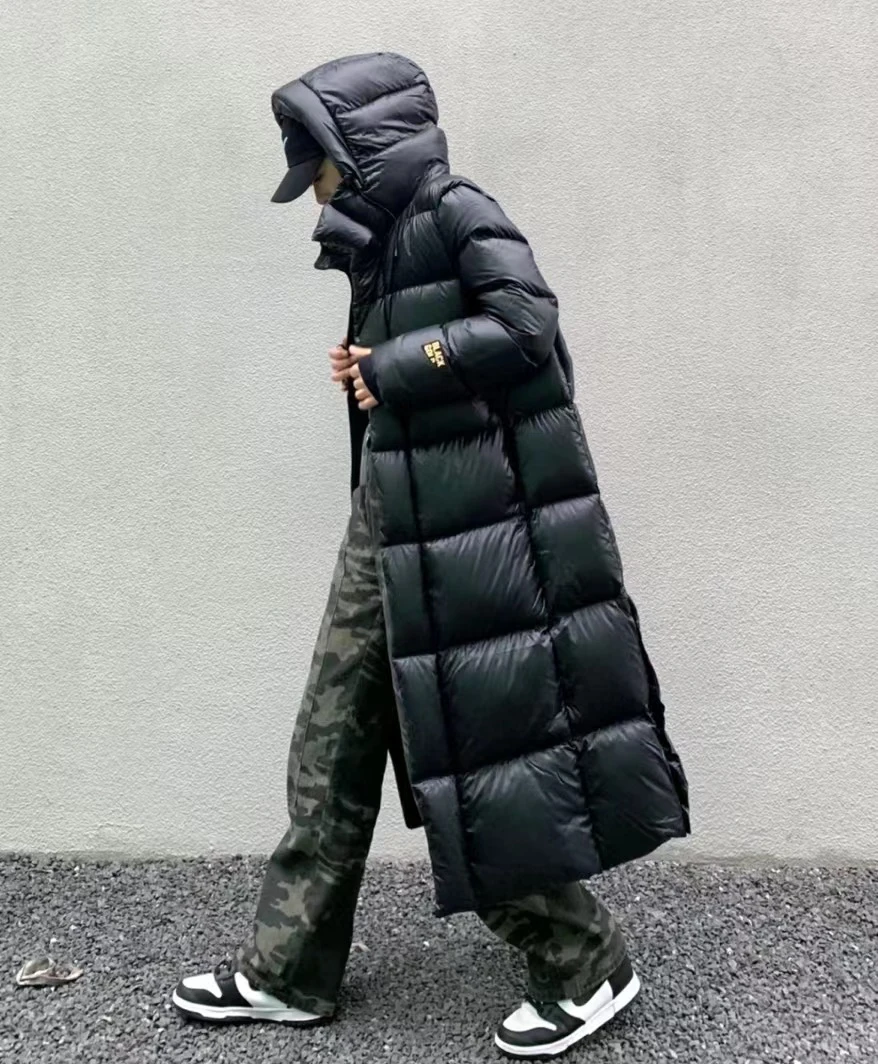 羽绒服] 男女同款过膝黑金八格长款加厚防寒鸭绒服显瘦百搭