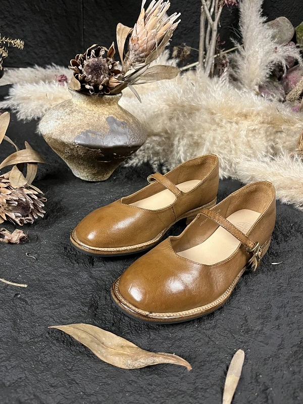 手工女鞋（34-40码）复古休闲百搭马皮玛丽珍小单鞋