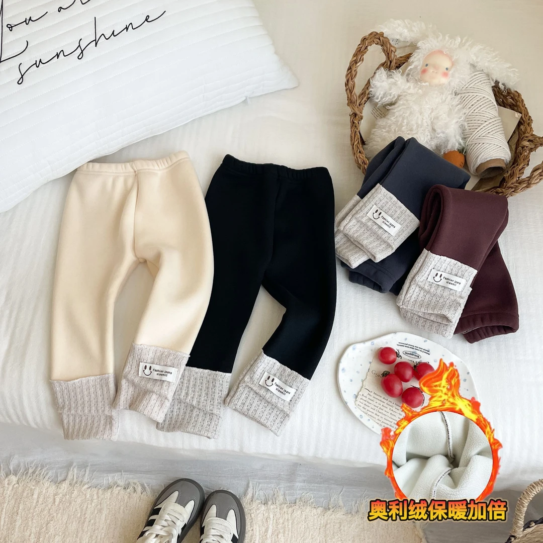 【加绒打底裤】秋冬女童加厚加绒打底裤宝宝堆堆袜拼接休闲长裤