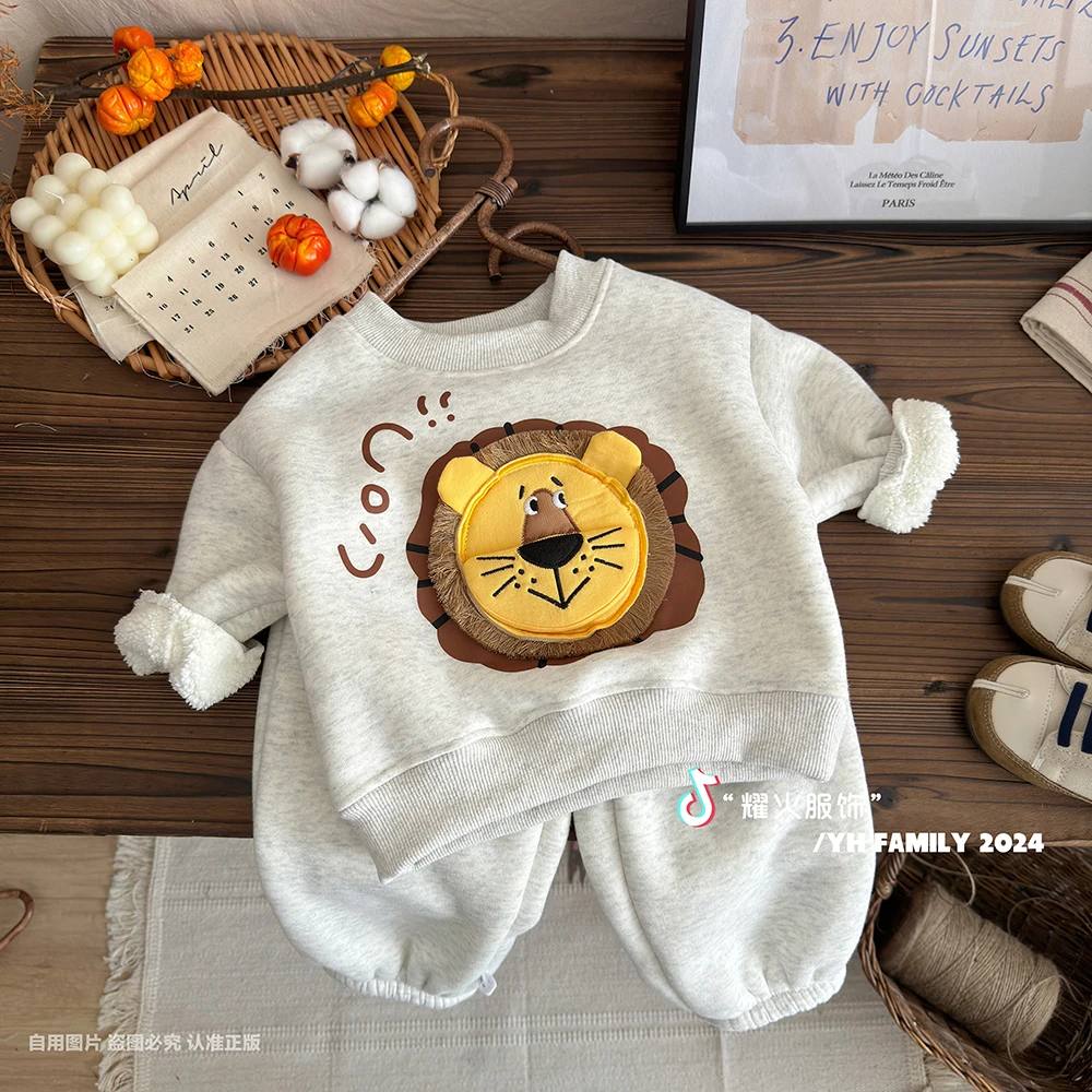 耀火专属加绒加厚冬季男童女童卫衣套装衣服时尚儿童穿搭 SK425