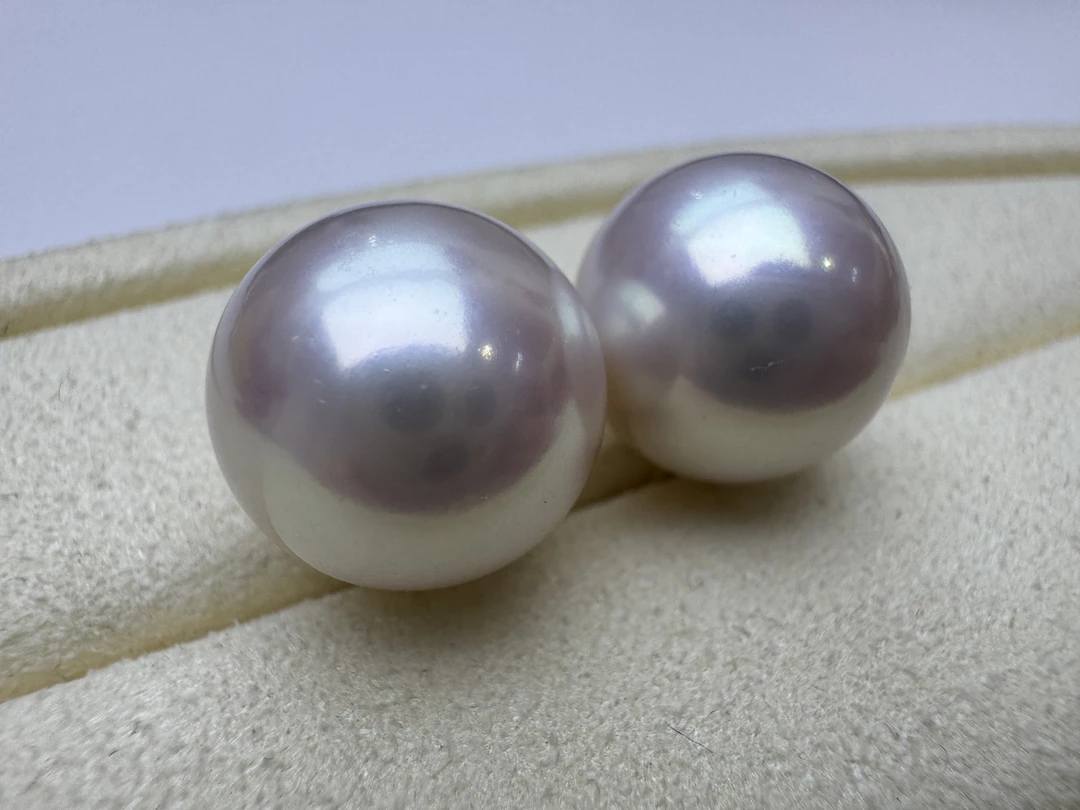 淡水高品质18k厚金针13-14mm珍珠耳钉