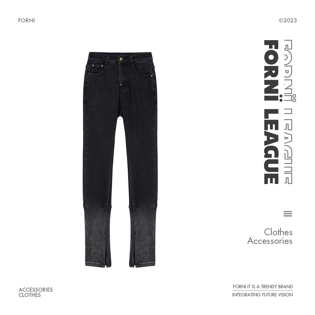 FORNI 拼接小脚牛仔裤