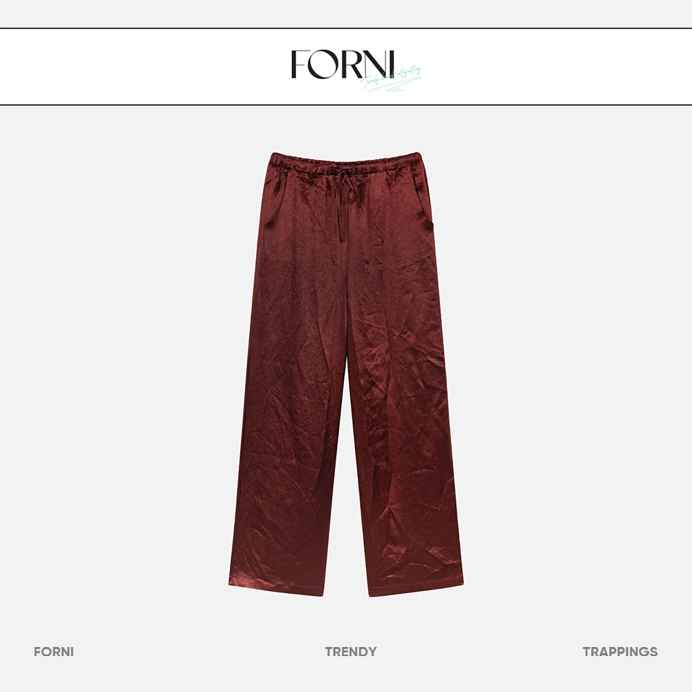 FORNI x YOYO 醋酸裤 气质光泽感长裤女士夏季休闲时尚直筒