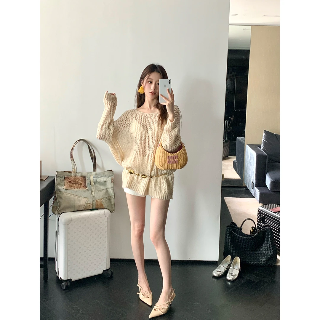 FORNI × YOYO 糯米糍 马海毛绵羊毛链条镂空针织衫羊驼毛时尚上衣