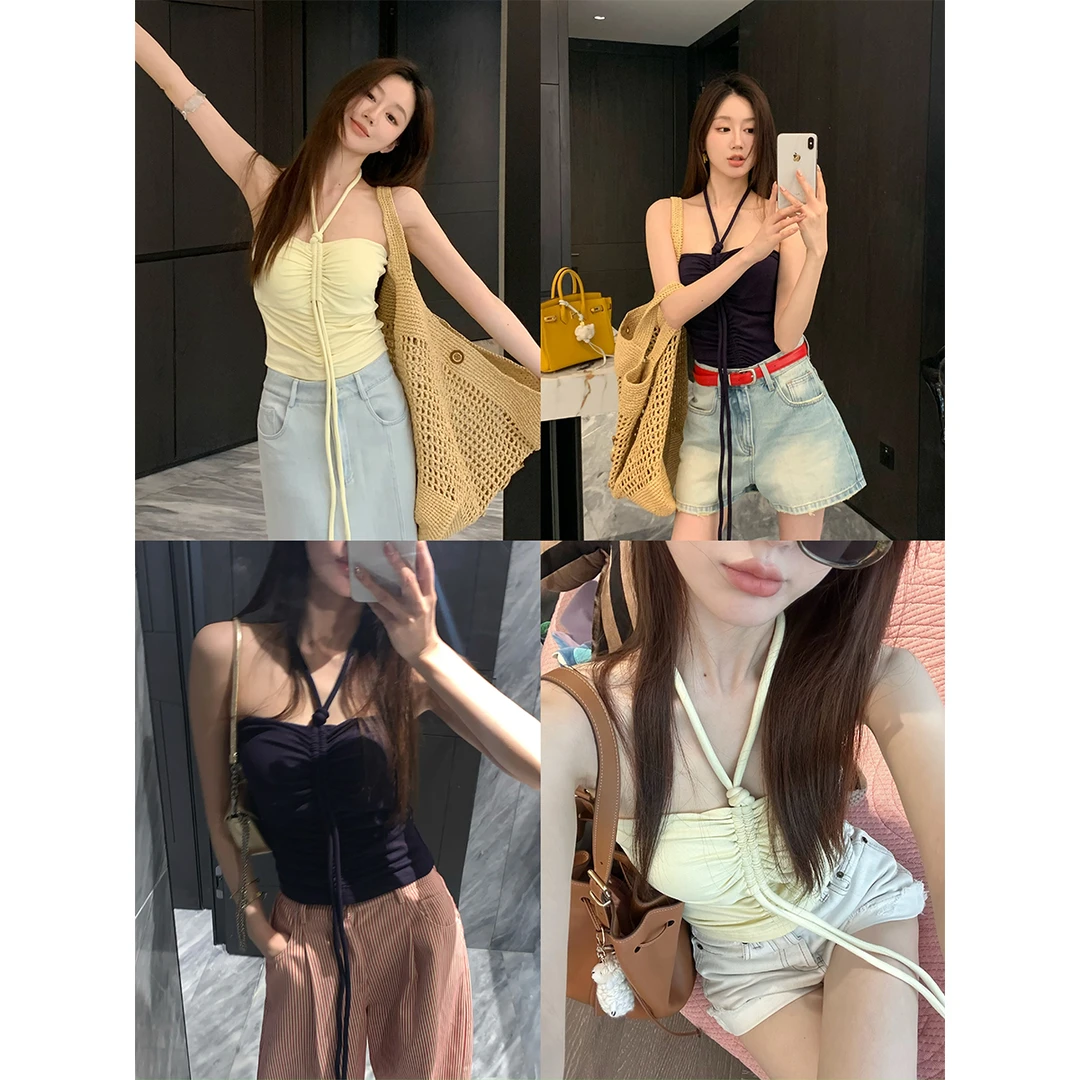 FORNI x YOYO 俏皮小甜心 挂脖抹胸小背心显瘦辣妹短款百搭可打底