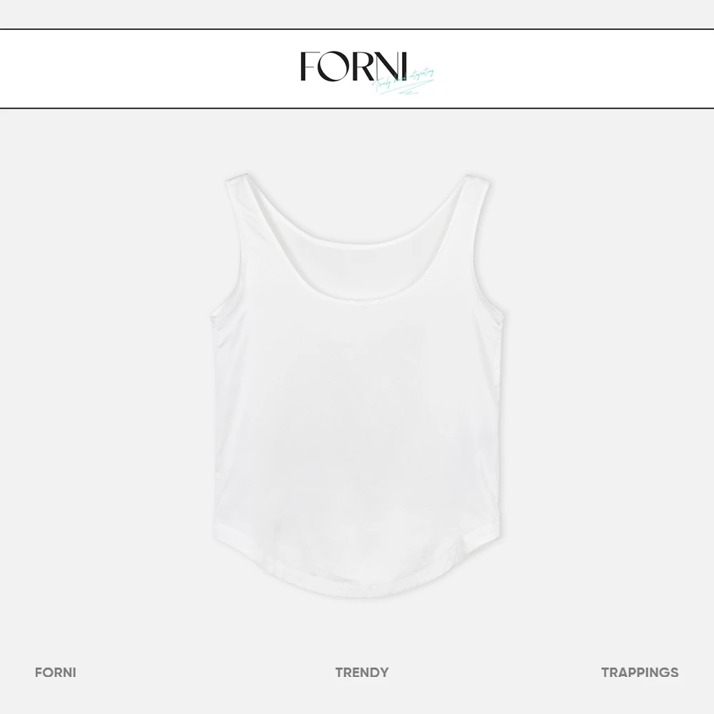 FORNI  白日梦境 大领口光版背心白色时尚简约百搭纯色