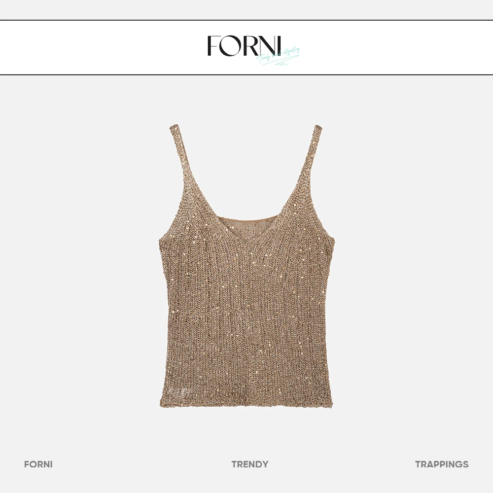 FORNI x YOYO 香榭丽舍 金丝亮片背心设计师小众时尚休闲夏季