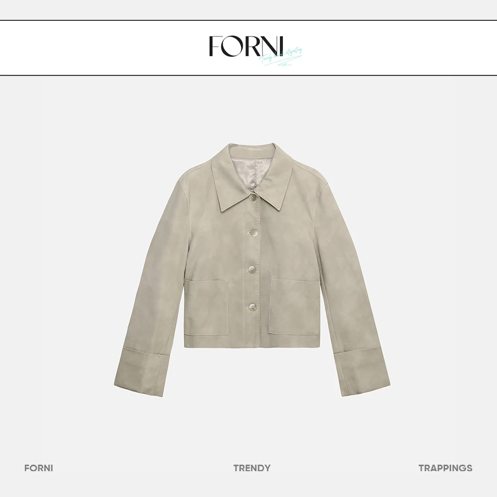 FORNI 自在自适 气质短款皮衣气质时尚简约百搭休闲秋季
