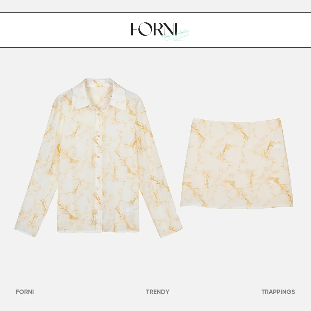 FORNI x YOYO 空山行野宿 中式印花套装休闲时尚长袖设计师