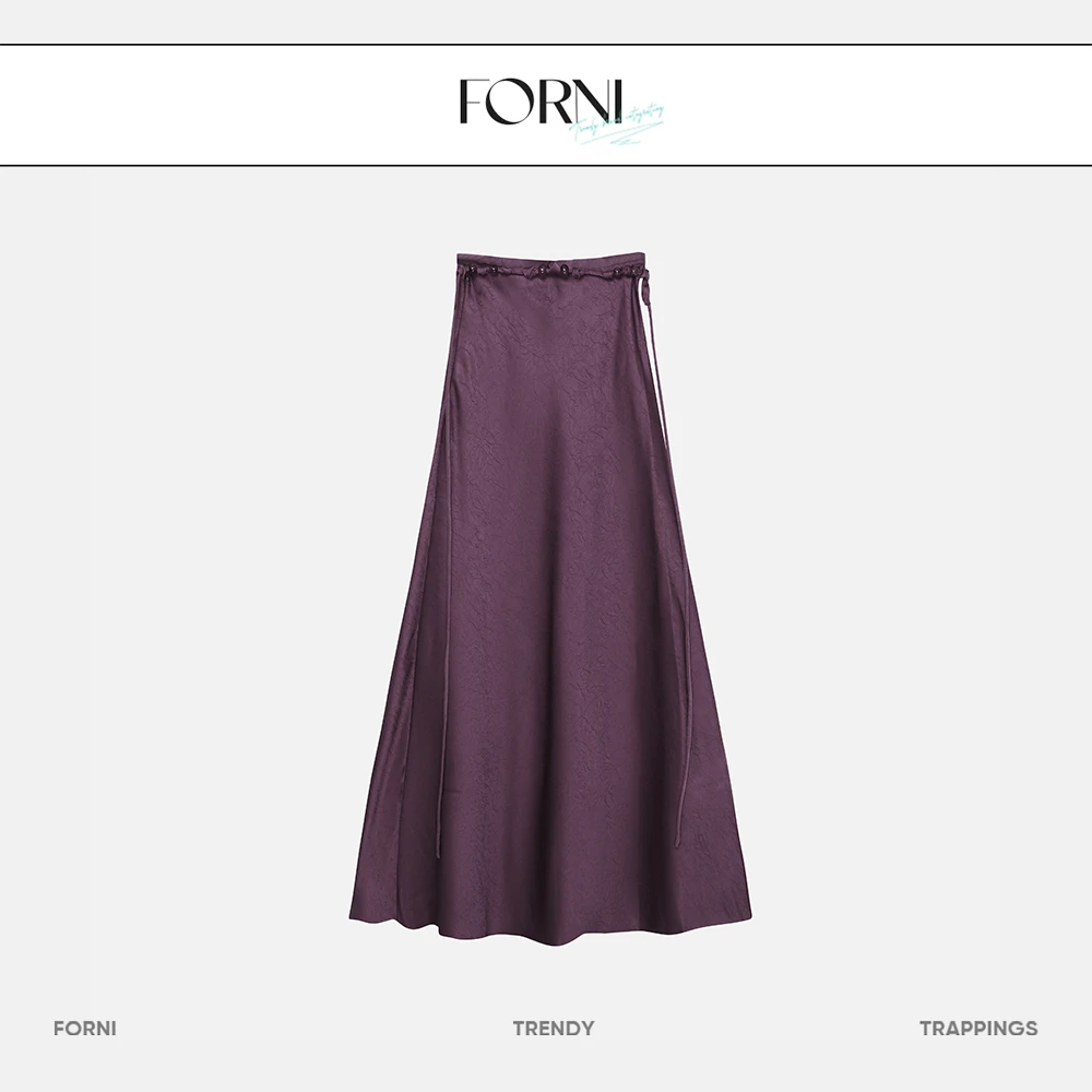 FORNI 又听秋色几许  串珠缎面半身裙显瘦半身裙气质舒适时尚