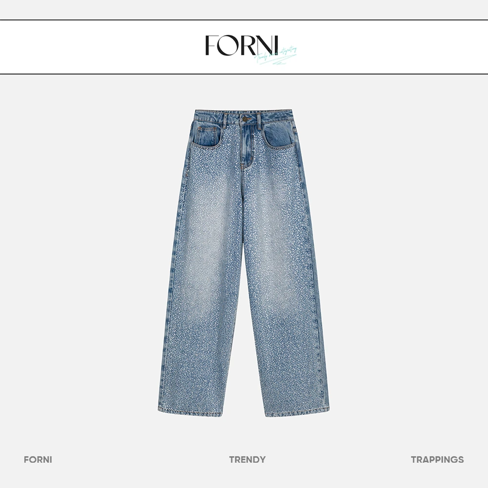 FORNI x YOYO  灿灿晚时星 满钻牛仔裤女士休闲春夏潮流时尚