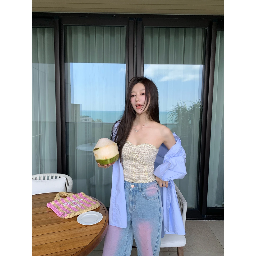 FORNI x YOYO 撩人少女心 编织小香风抹胸气质法式设计师款小抹胸