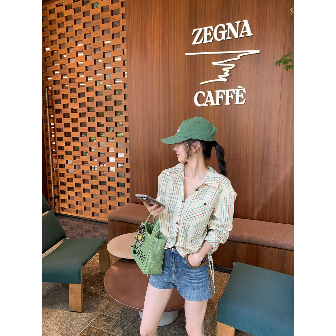 FORNI  晚风歌谣 文艺格子衬衫气质长袖时尚休闲小众格纹