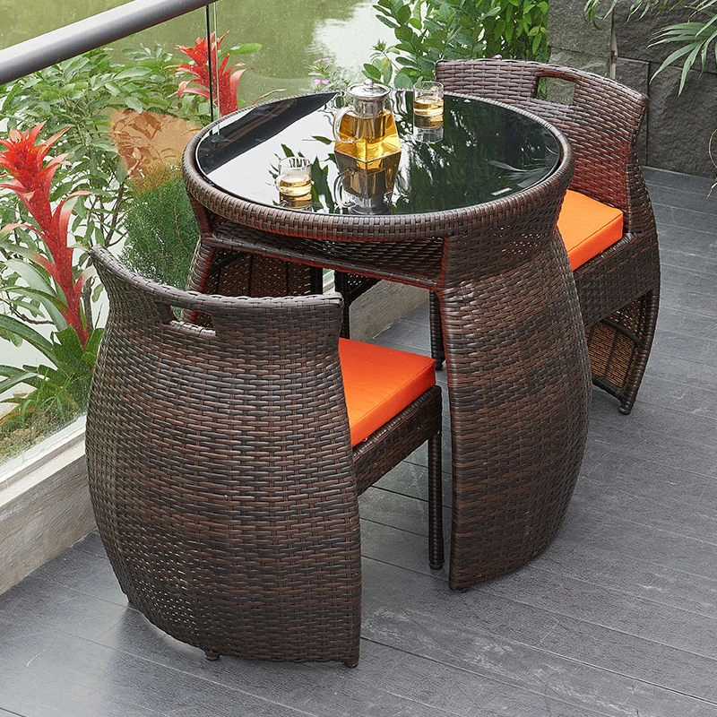 精选阳台桌椅小茶几休闲区布置椅子藤椅家用公寓卧室三件套小