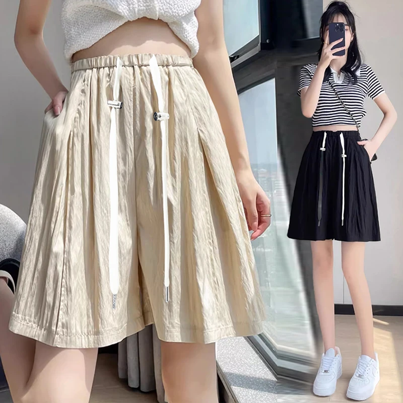 孕妇山本裤短裤五分裤有口袋抽绳款外穿宽松阔腿裙裤夏季薄款短裤