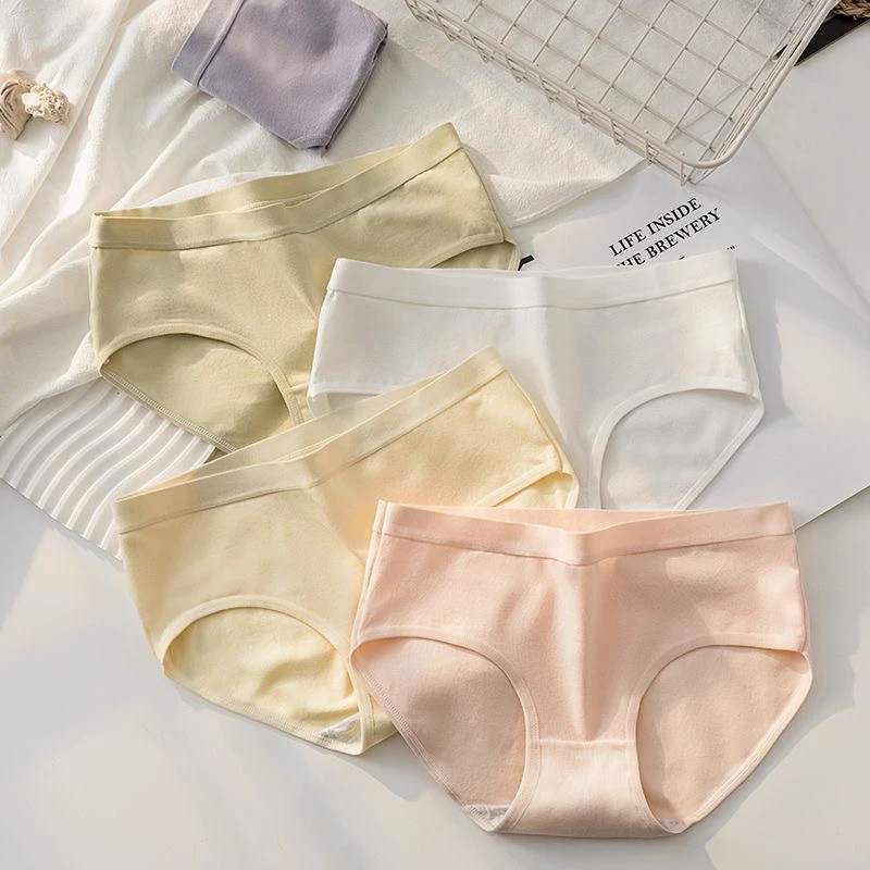 3-5条 5A婴儿棉中低腰包臀少女学生韩版纯色透气大码精梳棉内裤