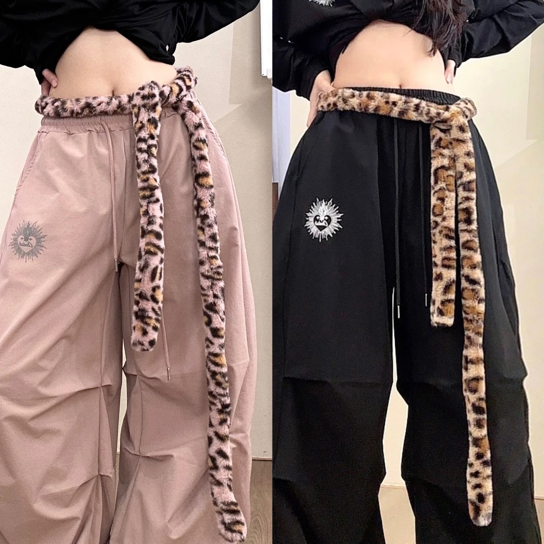 CBXLAB街舞潮牌野性豹纹毛绒腰搭潮流穿搭饰品设计感