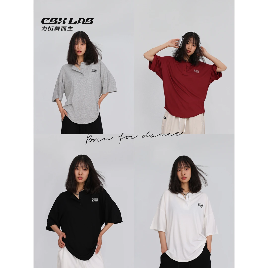 CBXLAB街舞潮牌慵懒爵士短袖休闲女多色街头上衣百搭时尚韩版辣妹