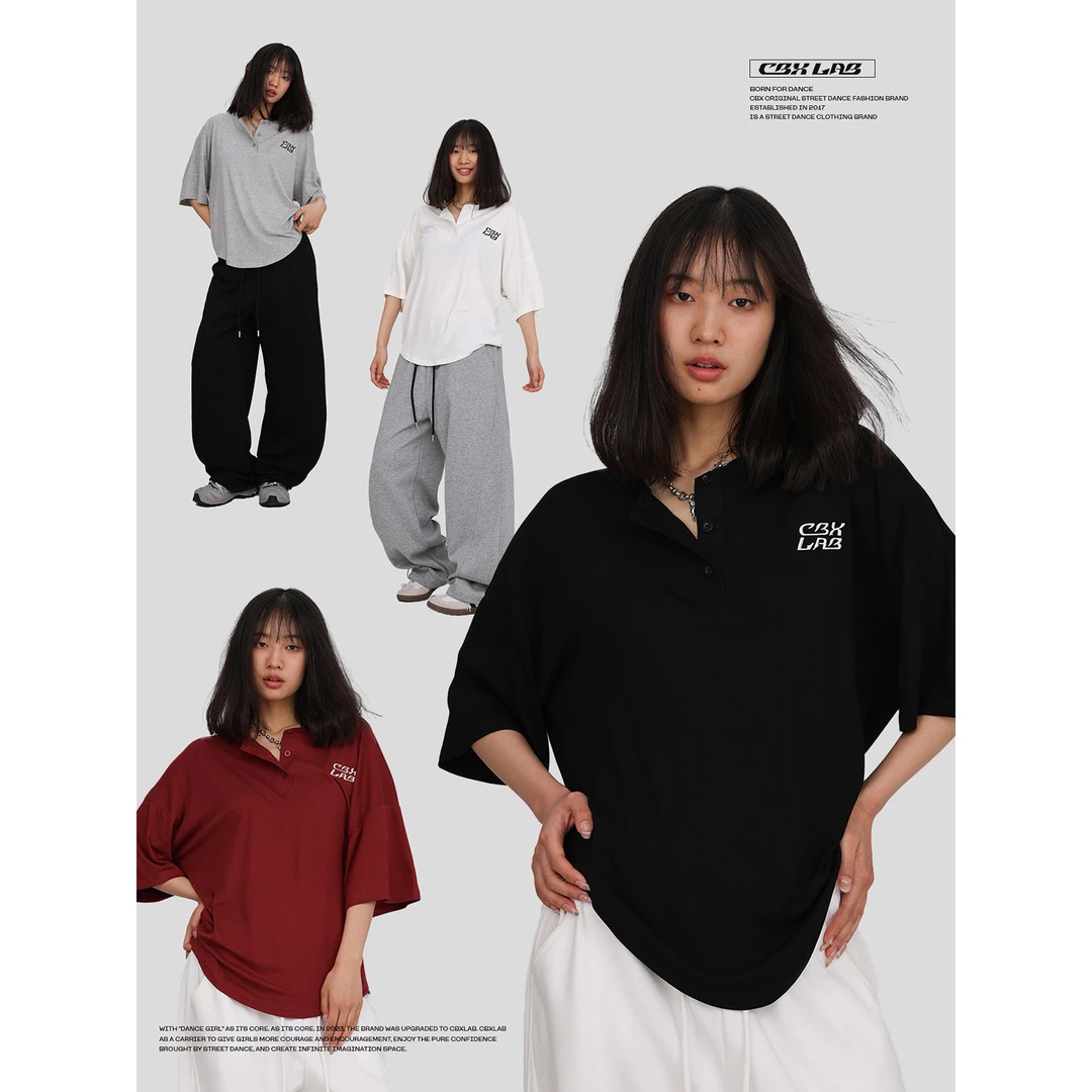 CBXLAB街舞潮牌慵懒爵士短袖休闲女多色街头上衣百搭宽松  【达人】