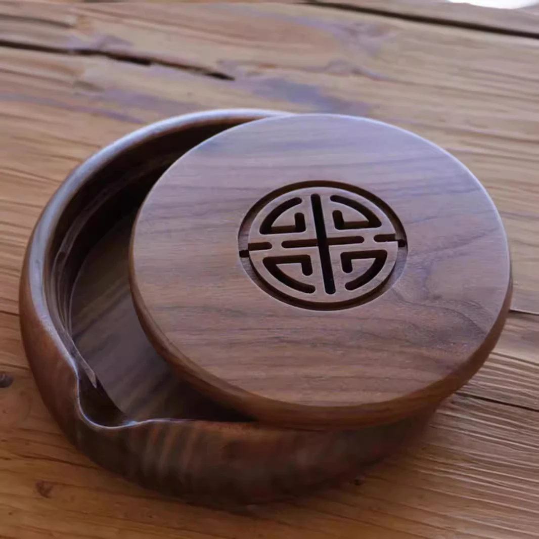 黑胡桃开口笑茶盘小型日式干泡盘实木茶室储水茶托茶台