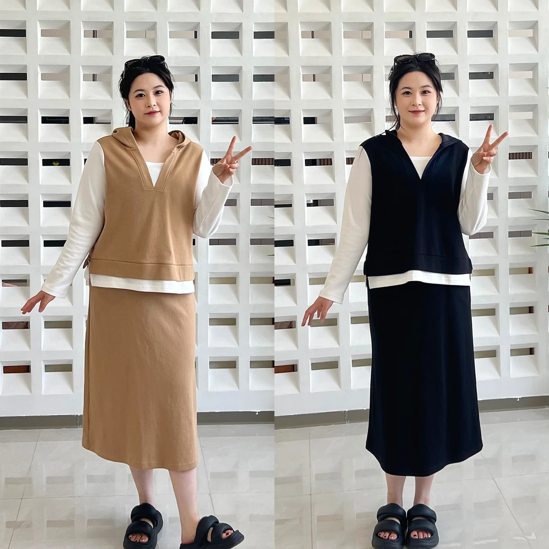 【颍川】2024春季新款大码女装200斤卫衣+半裙两件套2--320695