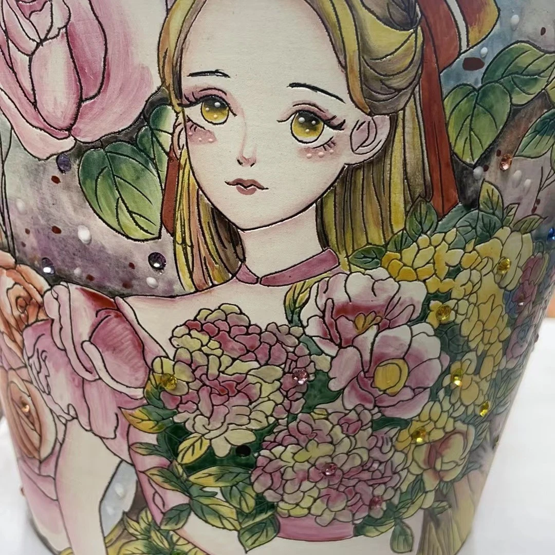 高端手绘彩绘多肉花盆