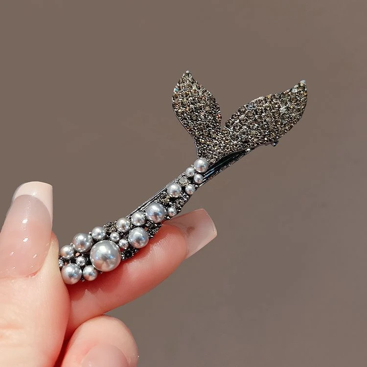 精致水钻设计感气质鱼尾鸭嘴夹新款高端碎发刘海发百搭发饰头饰