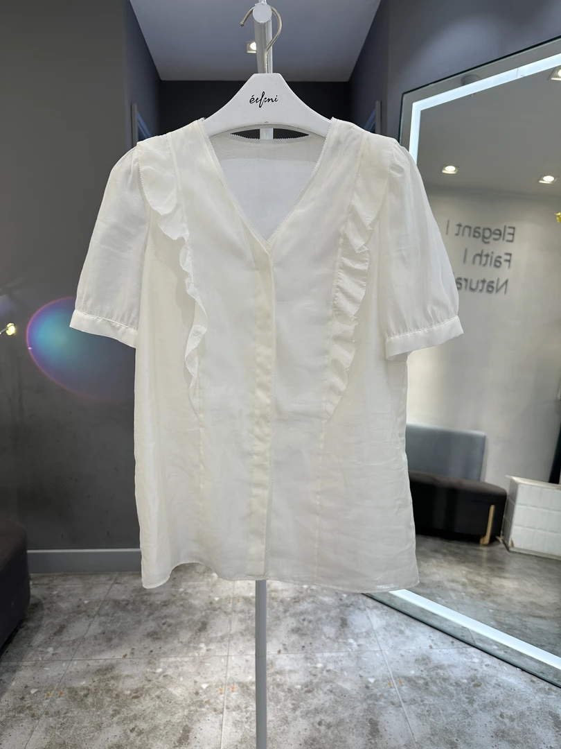 专柜2024夏款花边衬衫上衣1F5221151