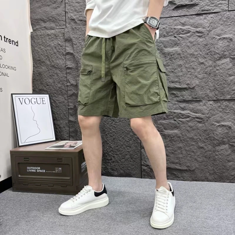 速干夏季多口袋薄款宽松工装短裤男士男生五分休闲潮牌运动裤