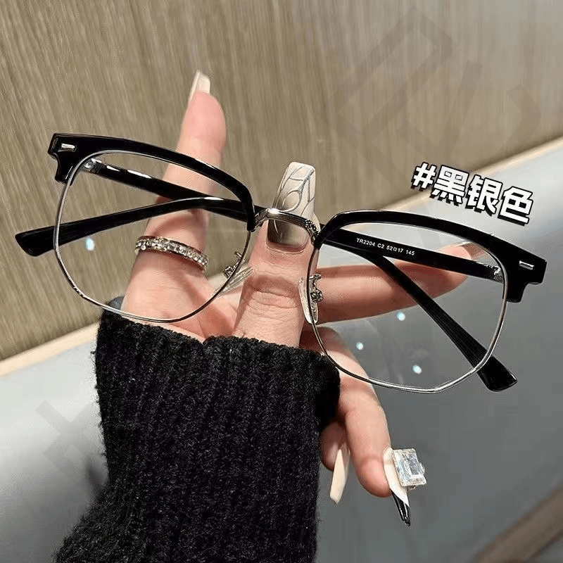 网红眉毛金属近视眼镜框女可配度数圆脸斯文半框男眼睛架韩版潮