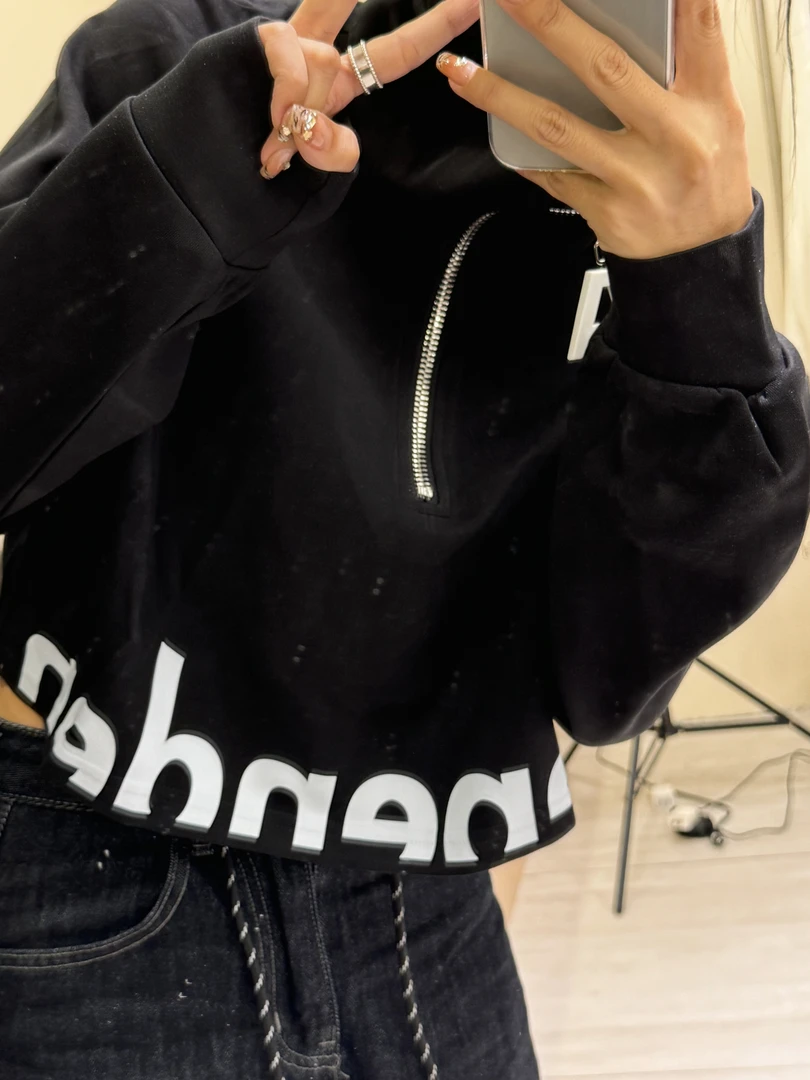 《盛颜》24new秋季爆款美式复古舒适丝滑半字母拉链卫衣