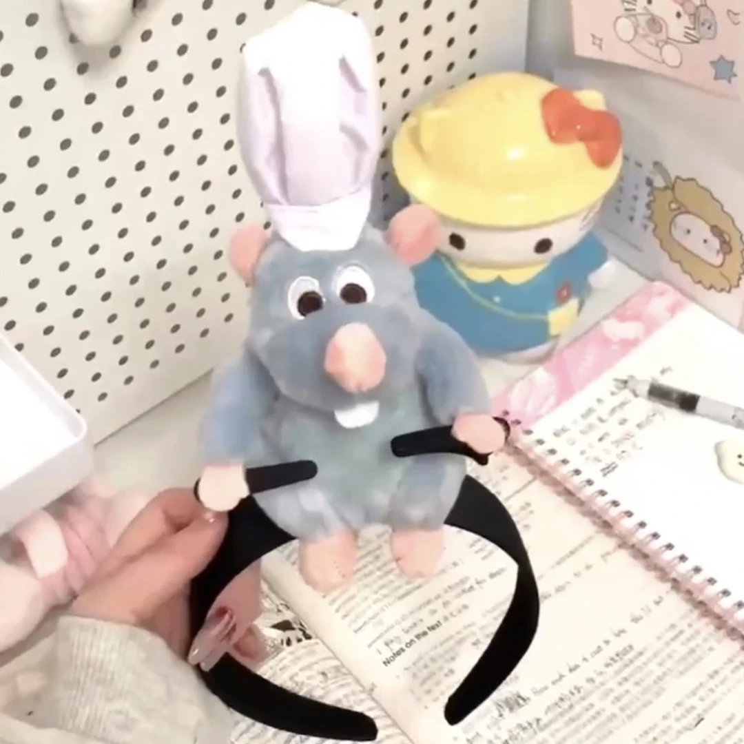 DIY多巴胺料理鼠王发夹毛绒发箍造型公仔个性搞怪丑娃娃头箍发饰