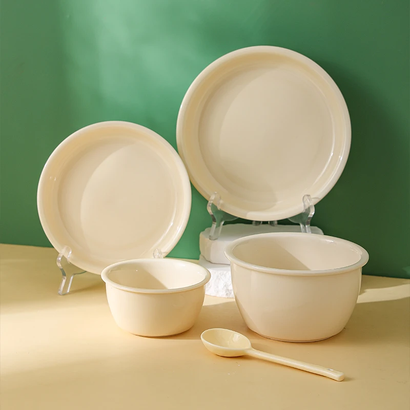 奶呼呼可爱ins风奶油色陶瓷菜盘家用加厚餐具碟子米饭碗碗碟盘