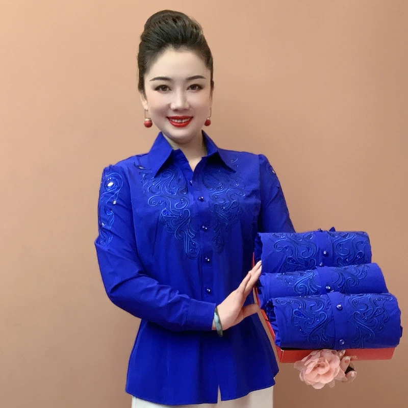 春季新款时尚大码女士衬衫长袖修身弹力开衫打底衫2031