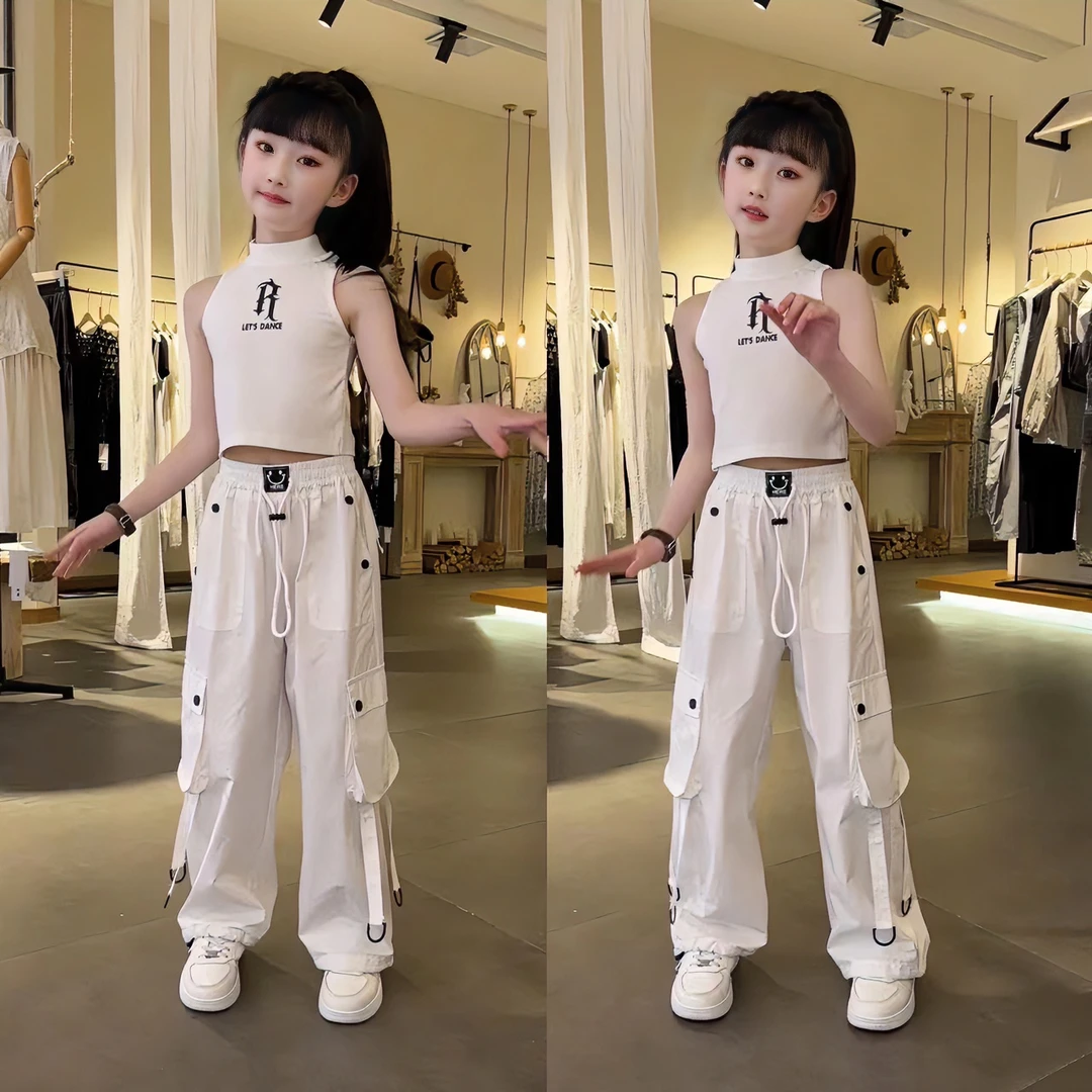 女童夏季衣服2024新款儿童潮酷洋气背心女大童夏装爵士街舞裤子