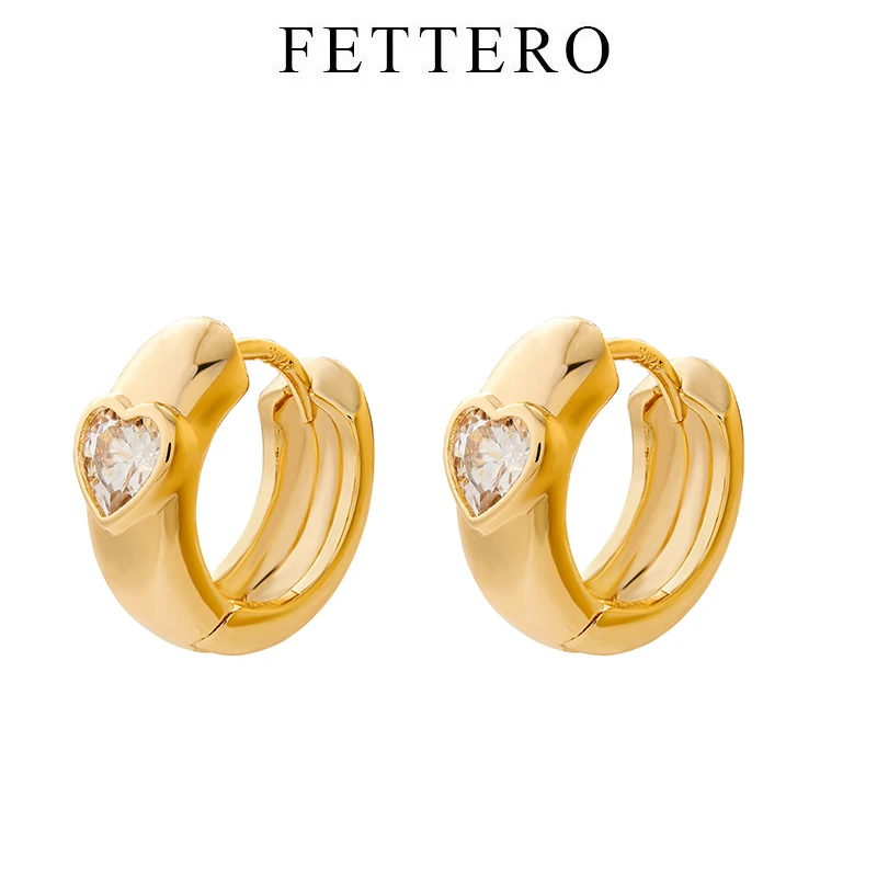 fettero 铜合金耳饰  【宽面爱心耳环】法式轻奢气质简约ins