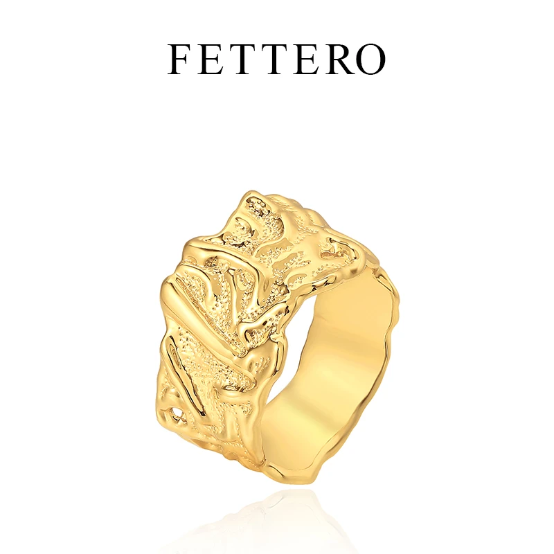 fettero 铜合金戒指 【树叶纹戒指】高定设计个性小众时尚气质