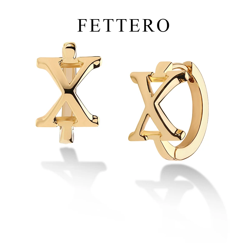 fettero 铜合金耳饰 【光面字母耳环】高定设计时尚气质百搭耳圈