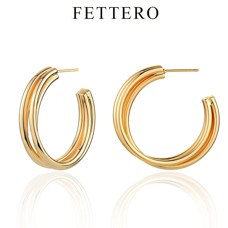 fettero 铜合金耳饰  【4股粗线耳钉】欧美时尚素款简约个性