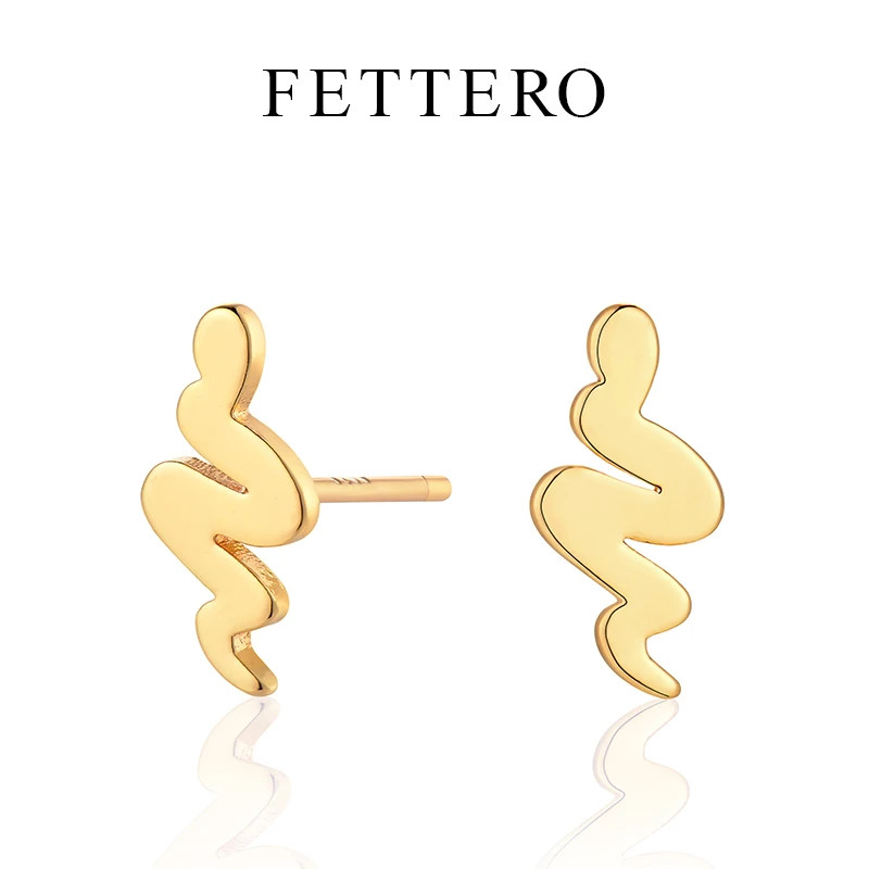 fettero 铜合金耳饰 【金色扭扭蛇耳钉】气质时尚百搭简约个性素款