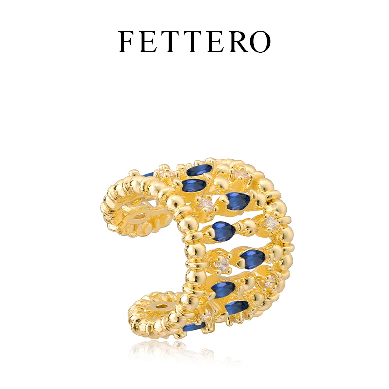 fettero 铜合金耳饰 【金色单个宽面马眼珠子耳夹】气质轻奢镶钻