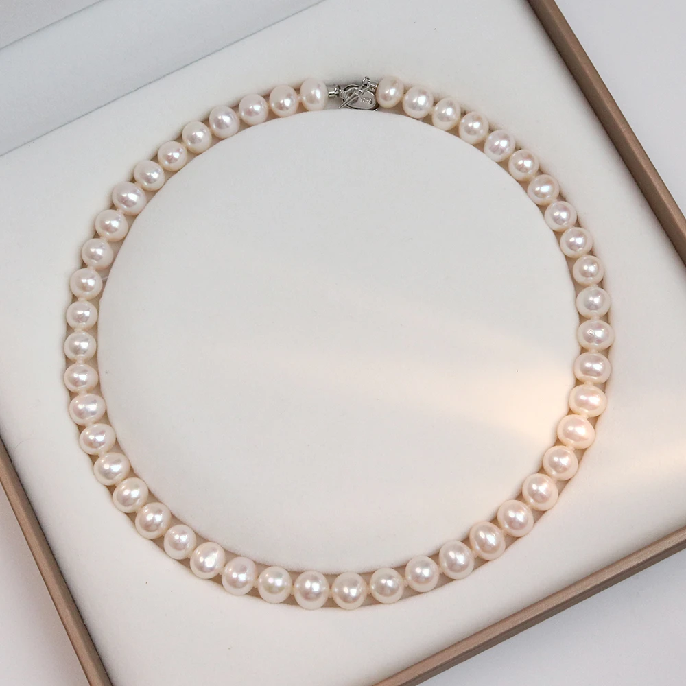 9---10mm天然淡水珍珠项链经典白色时尚百搭气质