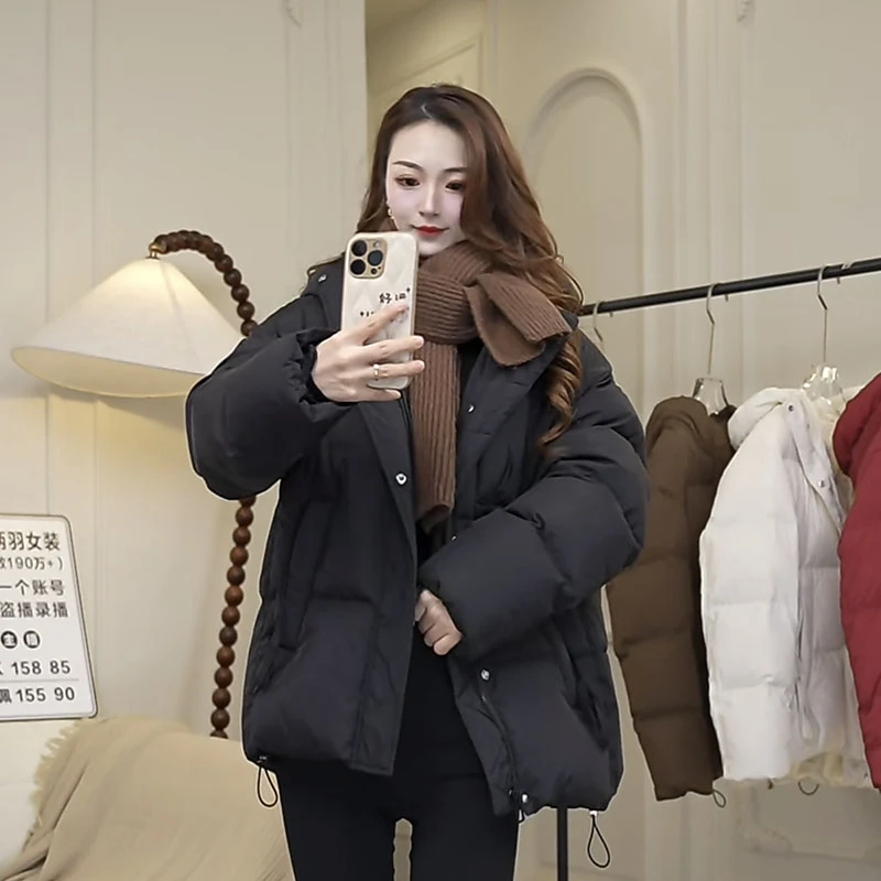 三拉链口袋加厚新款羽绒服女百搭气质冬季外套休闲连帽