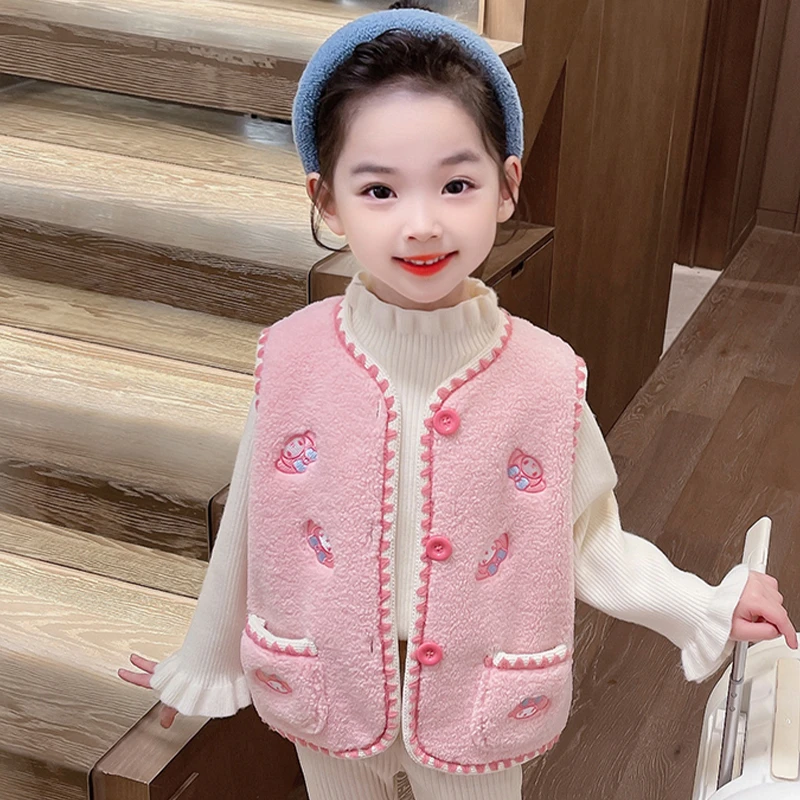 女童马甲秋冬季新款羊羔绒冬款羊羔毛儿童公主裙冬装外穿背心