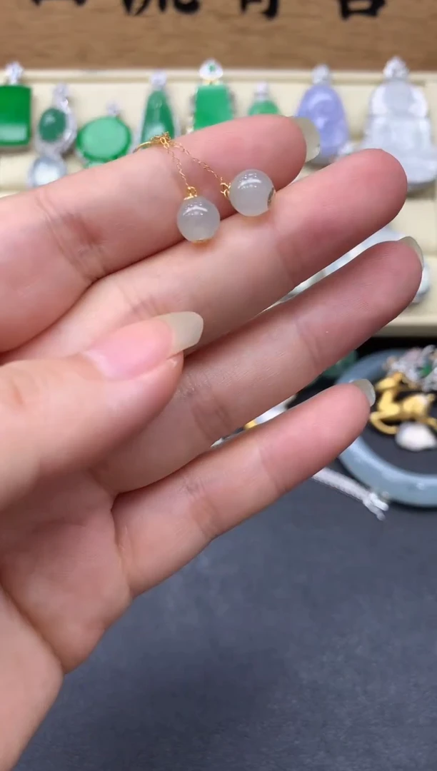【闪购商品】翡翠耳饰18K金镶嵌162-多人1